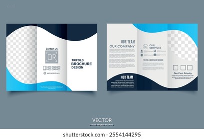 Trifold brochure template, three fold cover page, three fold brochure background layout design with mockup