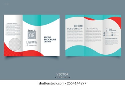 Trifold brochure template, three fold cover page, three fold brochure background layout design with mockup