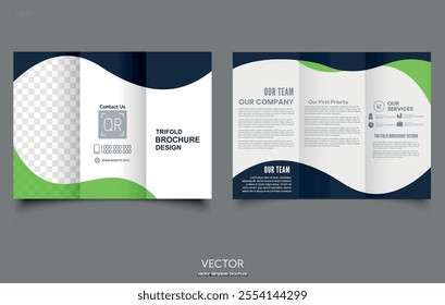 Trifold brochure template, three fold cover page, three fold brochure background layout design with mockup