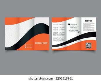Folleto triple con ondas amarillas. Plantilla vectorial de catálogo. Vector