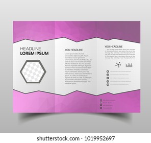 tri-fold brochures, square design templates. Molecular construction with polgonal design, scientific pattern on abstract polygonal background, modern triangle vector texture.