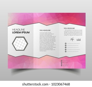 tri-fold brochures, square design templates. Molecular construction with polgonal design, scientific pattern on abstract polygonal background, modern triangle vector texture.