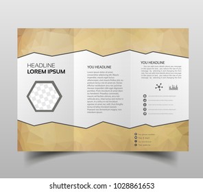 tri-fold brochures, square design templates. Molecular construction with polgonal design, scientific pattern on abstract polygonal background, modern triangle vector texture.