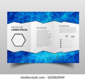 tri-fold brochures, square design templates. Molecular construction with polgonal design, scientific pattern on abstract polygonal background, modern triangle vector texture.