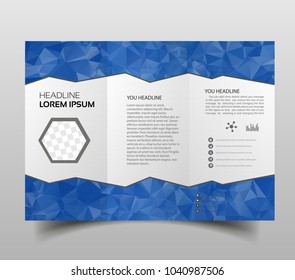 tri-fold brochures, square design templates. Molecular construction with polgonal design, scientific pattern on abstract polygonal background, modern triangle vector texture.