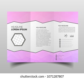 tri-fold brochures, square design templates. Molecular construction with polgonal design, scientific pattern on abstract polygonal background, modern triangle vector texture.