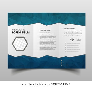 tri-fold brochures, square design templates. Molecular construction with polgonal design, scientific pattern on abstract polygonal background, modern triangle vector texture.