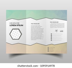 tri-fold brochures, square design templates. Molecular construction with polgonal design, scientific pattern on abstract polygonal background, modern triangle vector texture.