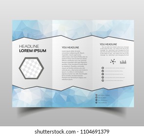 tri-fold brochures, square design templates. Molecular construction with polgonal design, scientific pattern on abstract polygonal background, modern triangle vector texture.