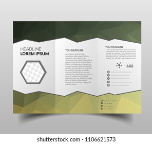 tri-fold brochures, square design templates. Molecular construction with polgonal design, scientific pattern on abstract polygonal background, modern triangle vector texture.
