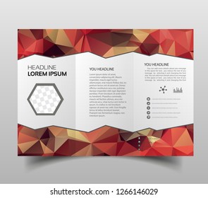 tri-fold brochures, square design templates. Molecular construction with polgonal design, scientific pattern on abstract polygonal background, modern triangle vector texture.