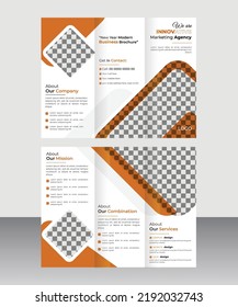 Trifold Business Brochure Design Company profile Template Design. Fold Print Ready