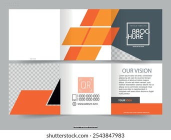 Trifold business brochure design template. Square format.