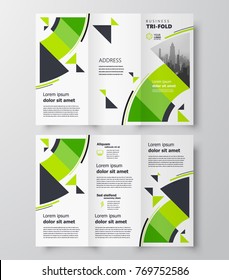 Tri-fold Business Brochure Design Template Green Circles.