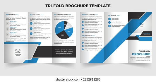Tri-fold business brochure template design in A4 size