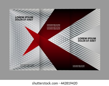 Tri-fold business brochure template, three-sided template design, mock-up cover in blue colors
