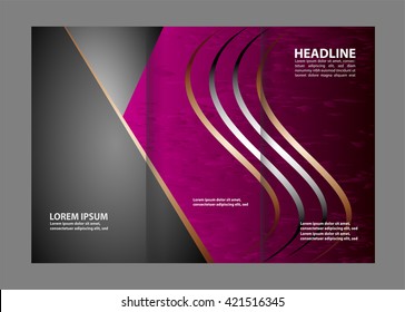 Tri-fold business brochure template, two-sided template design, mock-up cover 
