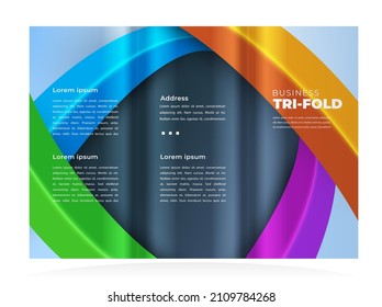 Tri-fold colored curves theme cover design template