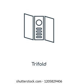 Trifold concept line icon. Linear Trifold concept outline symbol design. This simple element illustration can be used for web and mobile UI/UX.