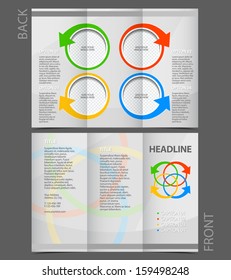 Tri-Fold Corporate Business Presentation Mock up & Brochure Design with buttons-arrows