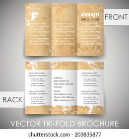 Trifold corporate business store brochure, cover design with grunge effect