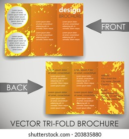 Trifold corporate business store brochure, cover design with grunge effect