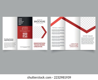 Tri-fold corporate red brochure. business booklet Flyer. Vector template. Advertising leaflet.