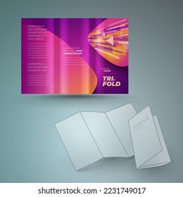 Trifold Cover action design template vector violet color