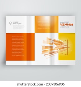 Tri-fold Cover design template action lines future theme orange color