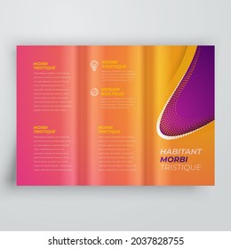 Tri-fold Cover design template curves abstract theme orange and violet color