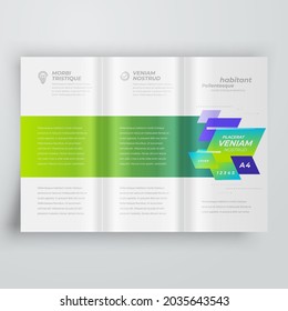 Tri-fold Cover design template Squares style green color