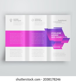 Tri-fold Cover design template Squares style purple color