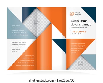 Tri-fold cover triangles design template. Cmyk color profile