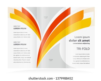 Tri-fold Curves orange color theme design template cover brochure