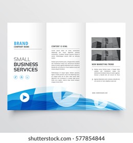 trifold design with abstract blue wave