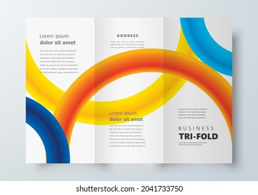 Tri-fold design template circles geometric orange color business cover