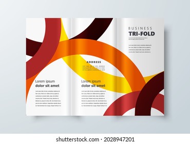 Tri-fold design template circles orange color business cover