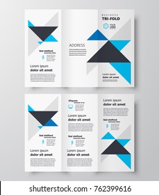 Tri-fold  design template, creative brochure blue color