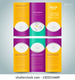  Tri-fold design template vector brochure circles theme, block for images