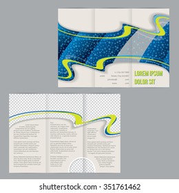 Tri-fold flyer brochure template design with waterdrop image and photo container