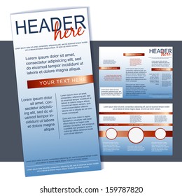 Tri-fold flyer or brochure template light blue