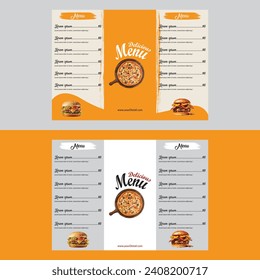 Trifold food brochure with 2 color background.vector