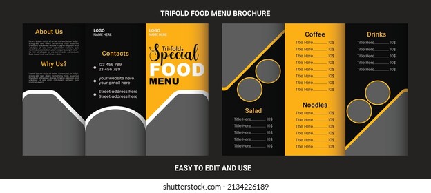 Trifold food menu template design