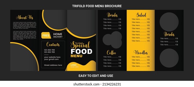 Trifold food menu template design