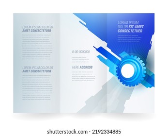 Trifold future gear cover template blue color vector