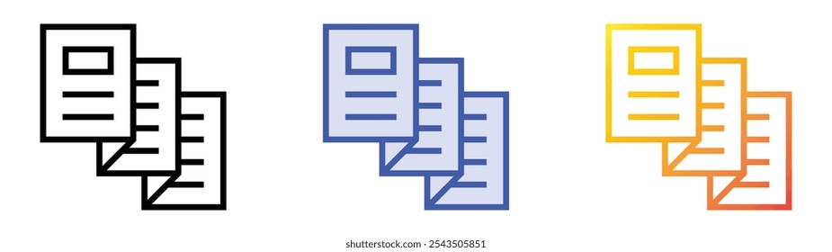 trifold icon. Linear, Blue Fill and Gradient Style Design Isolated On White Background