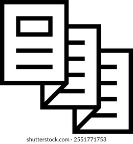 Icono de tripliegue. Diseño de estilo lineal delgado aislado sobre fondo blanco