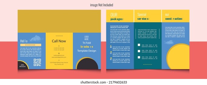 Trifold Leaflet Brochure Flyer template flat design set creative business trifold brochure template