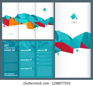 Trifold leaflet. Business brochure folded vector design template