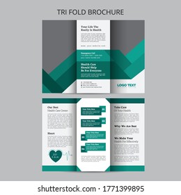 Trifold Medical Brochure Flyer Layout Template, for tri fold flyer. Creative concept  Trifold brochure..